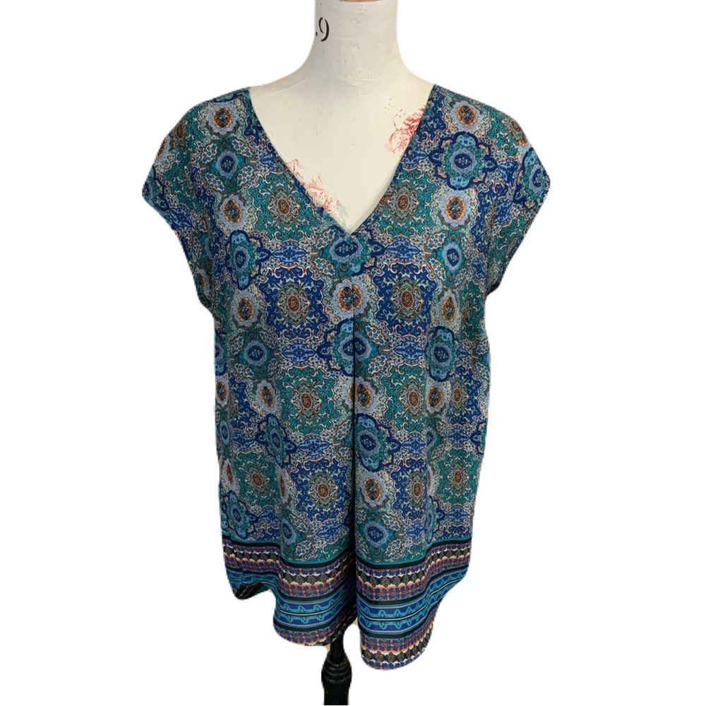 DR2 Teal and Navy Women's Blouse